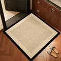 Square beige diatomaceous earth bath mat with geometric pattern and black border - Interlaced Textures / 40*40cm