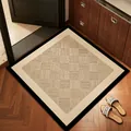 Square absorbent non-slip diatom mud mat with woven pattern and black border - Grate Weave - Square / 40*40cm