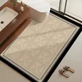 Alfombra de baño absorbente antideslizante beige con patrón geométrico de madera - Trayectoria Estelar / 40*60cm / Beige