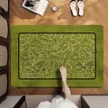 Alfombra de baño de tierra de diatomeas verde floral con superficie antideslizante de lujo - 45x70cm (Estándar 2.5mm) / Floral Verde