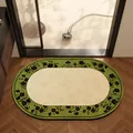 Alfombra de baño ovalada antideslizante de tierra de diatomeas con borde floral verde - 45x70cm (Estándar 2.5mm) / Patrón Verde - Ovalado