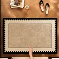 Rutschfeste, saugfähige Badematte im Retro-Design mit Webmuster und schwarzem Zackenrand - 40*60cm (ai-Regulär 2.5MM) / Holzmaserung Geflochten