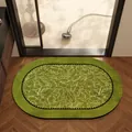 Alfombra de baño ovalada de tierra de diatomeas verde con diseño floral antideslizante - 45x70cm (Estándar 2.5mm) / Floral Verde - Ovalado