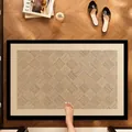 Vintage karierte rutschfeste Badematte mit schwarzem Rand und beiger Webstruktur - 50*80cm / Verdickter Diatomeenschlamm / Gittergeflecht