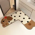 L-förmige Diatomeenschlamm-Badematte mit Comic-Hund und Punkten für Eckwaschbecken. - 60x60x25cm / Gepunkteter Welpe - Rechts
