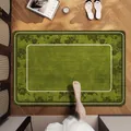 Quick-dry green diatom mud bath mat with floral border, non-slip and absorbent - 40x60cm (Standard 2.5mm) / Emerald Ring
