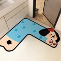 Niedliche L-förmige Kieselgur-Badematte mit Comic-Hund, rutschfest und saugfähig - 60x60x25cm / Blauer Hund - Links