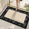 Tappeto da bagno assorbente e antiscivolo con elegante motivo floreale e scritta decor - Selezione Floreale - Quadrato