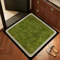 Quadratische absorbierende grüne florale Badematte mit rutschfestem Design für Bad - Tintenrand-Muster / 40*40cm