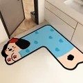 Niedliche L-förmige saugfähige Badezimmermatte mit Cartoon-Motiv, rutschfeste Ecke - 60*60*25cm (3.5 Verdickter Diatomeenschlamm) / Blauer Welpe - Rechts