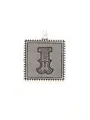 Retro silver alloy square pendant with decorative letter I for DIY jewelry making - Vintage Square Letter I (40301)