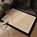 Modern geometric loop pile indoor door mat in beige and black with non-slip base - 50*80cm / Lattice Prelude (Beige Black)