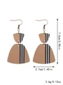 Detail view of wooden geometric drop earrings with black and white stripes and dimensions - Black and White Striped (11627)