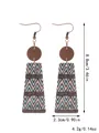 Detailed view of bohemian wooden earrings showing height, width, and weight measurements - Colorful V-shape Geometric (11687)