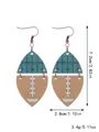 American football field design wooden drop earrings for women sports fans, 7.2cm - American Football Theme (11631)
