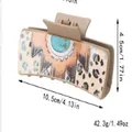 Westerse stijl haarclip met zonnebloem en luipaardprint inclusief afmetingen - Luipaard Turkoois Grote Klem (90280-Large)