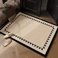 High-quality indoor loop pile doormat with elegant black geometric border and beige pattern - 50*80cm / Meander Sequence