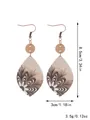 Detail view of Western-style wooden earrings with size and weight specs in English. - Pink Bohemian Floral (11702)