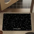 Alfombra de baño absorbente de tierra de diatomeas negra con estrellas y texto Little Joys - 50x80cm (Engrosado) / Rectángulo / Negro Obsidiana