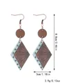 Detailed size diagram for Western style wooden earrings with sunflower pattern print - Vintage Sunflower Rhombus (11694)