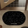 Tappetino bagno assorbente in terra di diatomee, motivo stellato nero e Little Joys - 40x60cm (Terra di Diatomee Regolare 2.5MM) / Ovale / Nero Ossidiana