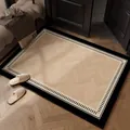 Premium beige herringbone looped-pile doormat with thick black border and anti-slip backing - 50*80cm / Herringbone Dream