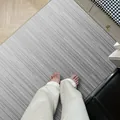 Luxury gray and white striped loop pile entryway mat with anti-slip backing for home - 50*80cm / Light Mist