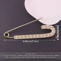 Detailed view of pearl and rhinestone safety pin brooch with 7.7cm length markers - Double Row Pearl Rhinestone / Gold / 0.0