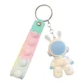 Cute astronaut bunny keychain with pastel gradient pop-it fidget strap for backpacks. - With Strap / Blue