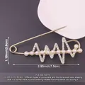 Elegant heartbeat safety pin brooch with pearls and crystals for garment adjustment - Heartbeat EKG Shape / Gold