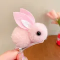 Cute and soft pink plush bunny hair clip accessory for little girls' daily hairstyling - Rabbit (1#) / Light Pink