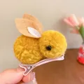 Graziosa molletta per capelli a forma di coniglio in peluche giallo per bambine - Curcuma