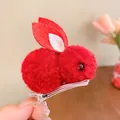 Cute red plush rabbit hair clip for children and toddlers - Rabbit (3#) / Dark Red