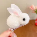 Molletta per capelli a forma di coniglio bianco in peluche, accessorio 3D bimba - Coniglio (6#) / Bianco
