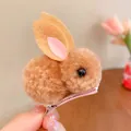Simpatica clip per capelli a forma di coniglio in peluche marrone per bimbe e neonate - Marrone chiaro