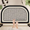 Non-slip absorbent semi-oval bathroom mat with Feel Happiness text and checkered pattern - 40*60cm / Grid Happiness-Half Round