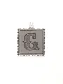 Vintage alloy square pendant with engraved letter and decorative beaded border - Letter G (40299)