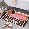 Vista dettagliata del tappeto da bagno carino bassotto con vivace scritta Good Times - 40*60cm / Fango di Diatomee Standard / Stile Bassotto A