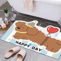 Simpatico tappetino da bagno con cane cartone animato accanto a una vasca da bagno bianca. - 40*60cm / Fango di Diatomee Standard / Stile Bassotto C