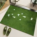 Soft green diatom mud bath mat with cute white bird pattern for bathroom entrance - 45*70cm / Dove
