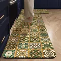 Amerikaanse stijl diatomiet modder keukenmat set met geometrisch tegelpatroon - 40x60cm / Groen Goud Tekening