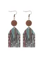 Western style wooden drop earrings with artistic donkey head pattern and colorful stripes - Donkey Head Pattern (11700)