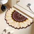 Halbkreisförmige Sonnenblumen-Badematte mit cremefarbenem Blumenmuster und Rutschfestigkeit - 40*60cm / Standard Kieselalgen-Schlamm / Sonnenblumenmuster A