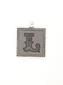 Vintage silver-tone square alloy pendant with decorative letter L for DIY jewelry - Retro Square Letter L (40304)