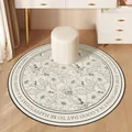 Elegant round floral area rug with inspirational English text for bedroom vanity decor. - Diameter 50CM / Floral Letter Pattern