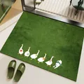 Green absorbent diatom mud bath mat with cute cartoon ducks and dog illustration - 45*70cm / Duck