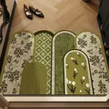 Mid-century retro green floral arch pattern entrance mat with durable silk loop texture - 40*60cm / Elegant Ink Floral