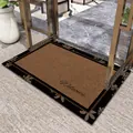 Vintage brown silk loop door mat with an elegant floral border and Welcome script - 40*60cm / Vintage Style A (Rectangular)