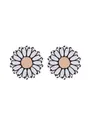 Rustic wooden daisy sunflower stud earrings with white petals and wood center - White Daisy Pattern (11680)