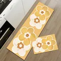 Keukentapijt set met grote gele en witte bloemen op een antislip loper voor de keuken. - Stijl J (3,5 mm Verdikt) / 1 Stuk (40x60cm) / Gembergeel